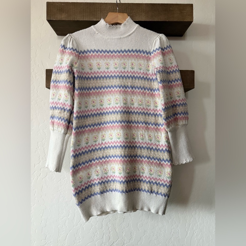 Janie and Jack|Big girl Boho Pastel Patterned Turtleneck Sweater Dress,size 10•